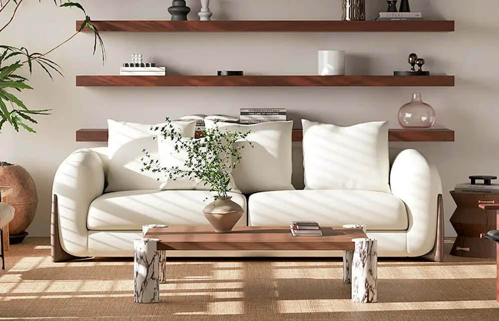 Araco Eira 2-3 Seater Sofa White/Brown Boucle